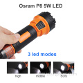 rechargeable rubber plastic waterproof 5W LED flashlight